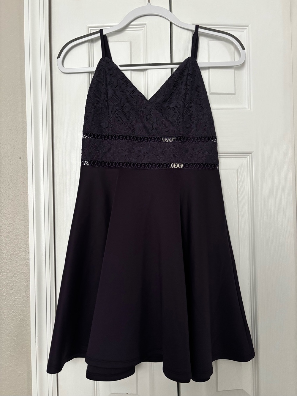 Women's Purple Lace-Top A-Line Dress